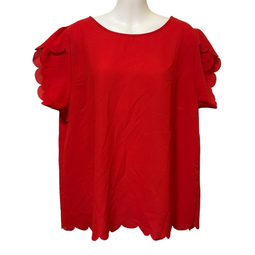 Papermoon Red Scalloped Blouse